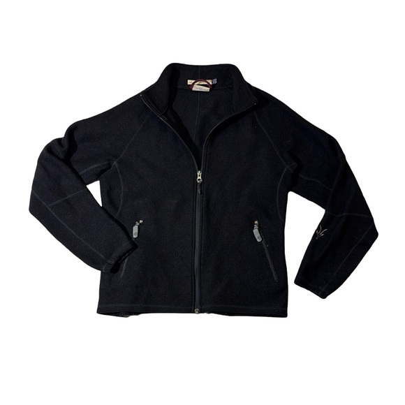 Ibex womens L Large black 100% wool full zip outdoor hiking jacket EUC - Picture 1 of 6